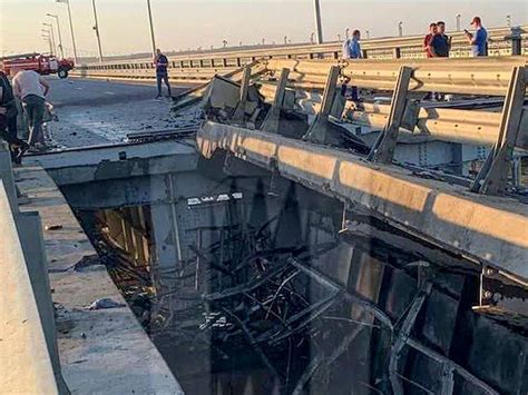 Traffic on key bridge from Crimea to Russia’s mainland halted after attack that kills 2